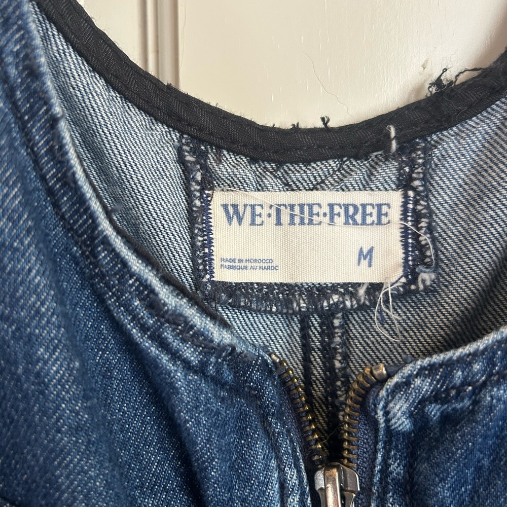 Free People Blue Denim Zip-Front Jumpsuit - Picture 2 of 4
